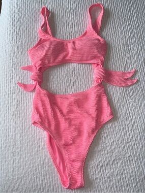 mandee Neon Pink Cutout One-Piece Swimsuit